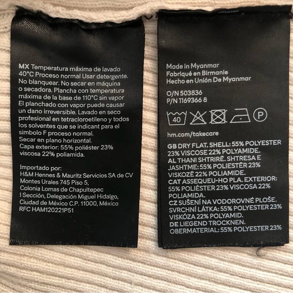 H&M Cream Ribbed Long Sleeve Top Size L - Picture 7 of 7